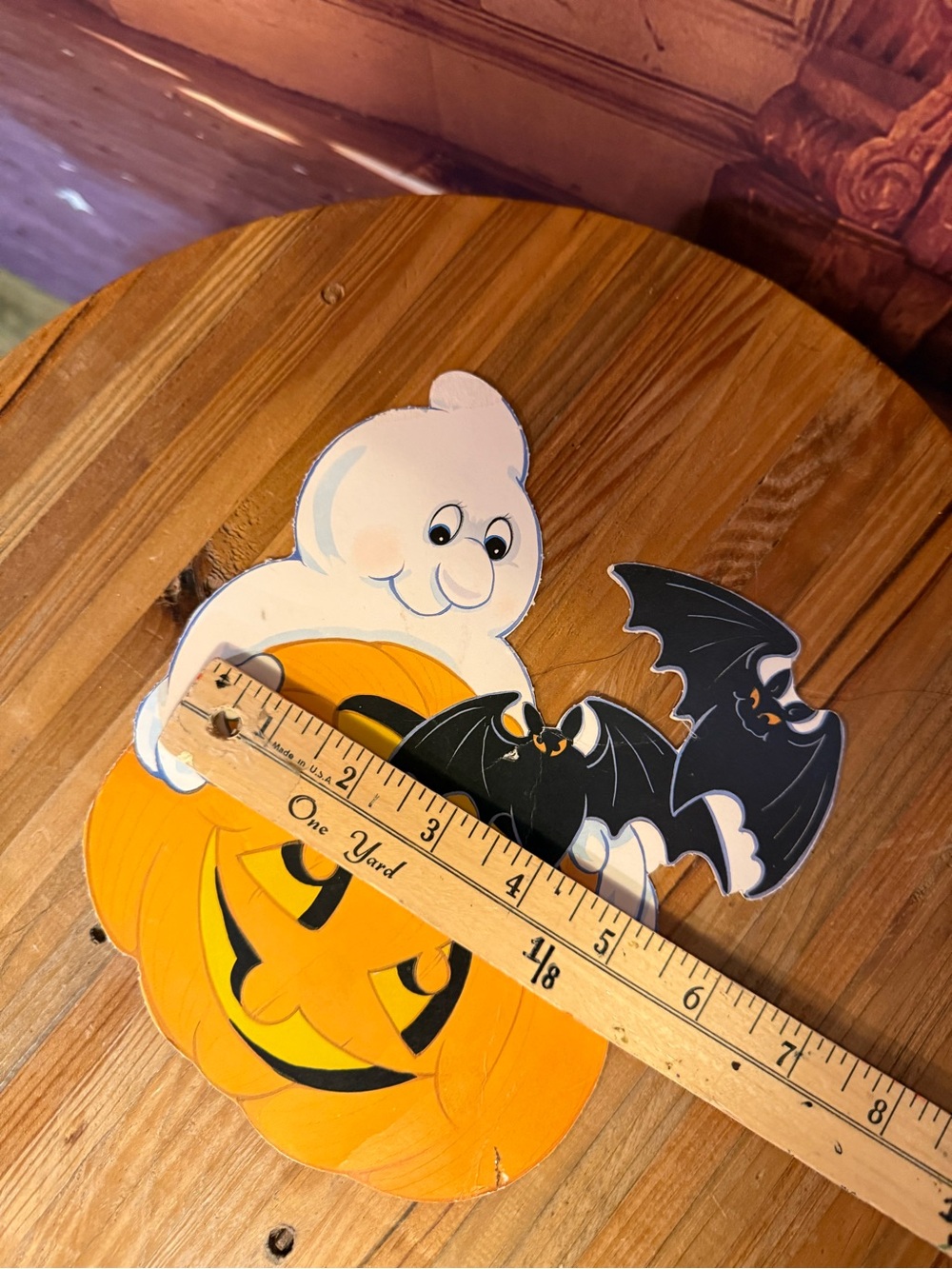 Vintage Halloween Felted Paper Ghost Bats Pumpkin Classic 2 sided Die Cut - Picture 11 of 11